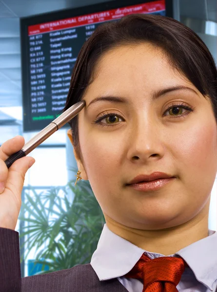 Businesswoman In An Airport — Stok fotoğraf