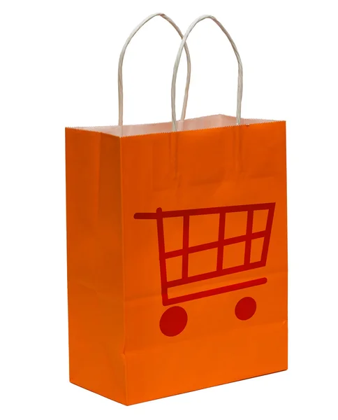 ショッピング カートのシンボルと一緒に買い物袋 — ストック写真