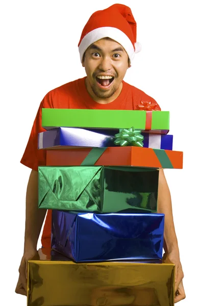 Homem entregando presentes de Natal — Fotografia de Stock