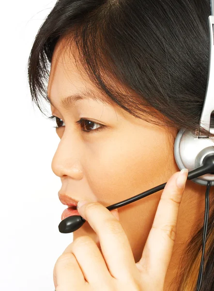 Operator On The Phone Using A Headset — Stock Photo, Image