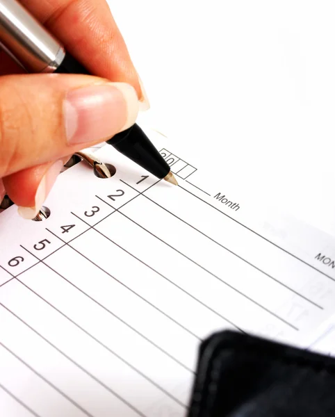 Writing In A Daily Planner Organizer — Stock Photo, Image