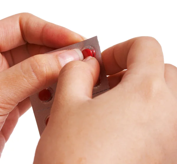 Removing A Pill From Its Packet — Stock Photo, Image