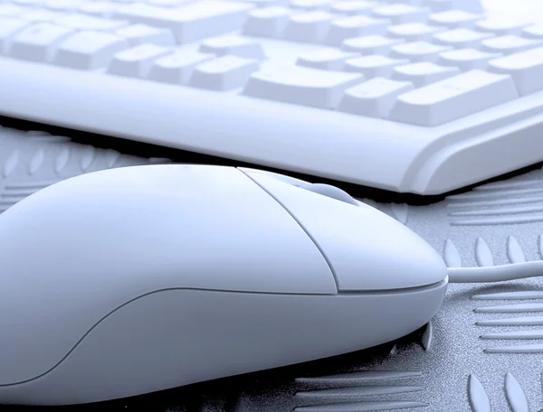 Υπολογιστή πληκτρολόγιο και ποντίκι σε κοντινό πλάνο — Φωτογραφία Αρχείου