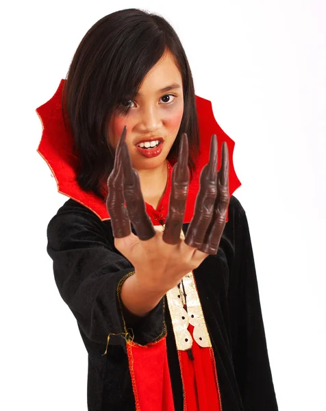 Drácula menina com dedos longos — Fotografia de Stock
