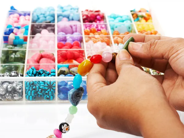 Choosing Beads For A Unique Necklace — Stock Photo, Image