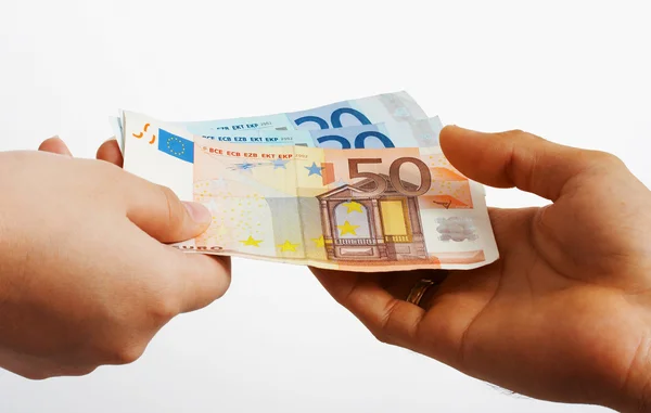 Buying Something In Euros Cash — Stock Photo, Image