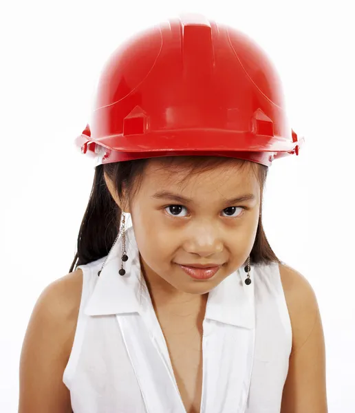 Girl Playing At Being An Engineer — Stock Photo, Image