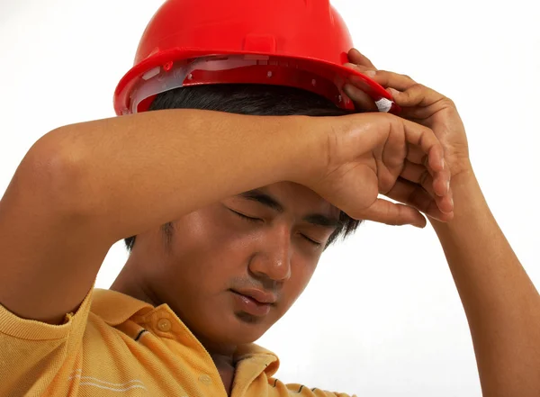 Vyčerpaná stavební dělník — Stock fotografie