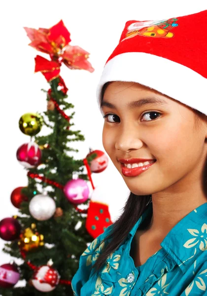 Hübsches Mädchen feiert Weihnachten — Stockfoto