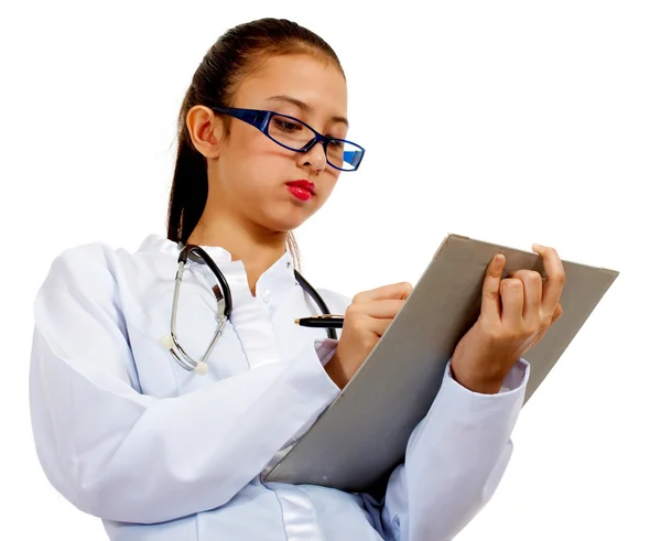 Woman Doctor Writing A Report — Stock Photo, Image
