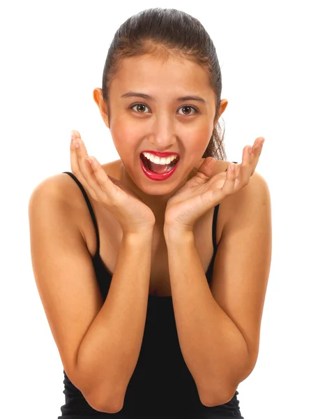 Surprised Girl Smiling With Happiness — Stock Photo, Image