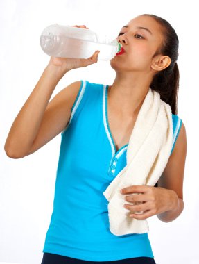 Sporty Girl Quenching Her Thirst clipart