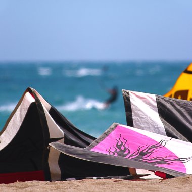 View Of Kite Surfing From The Shore clipart