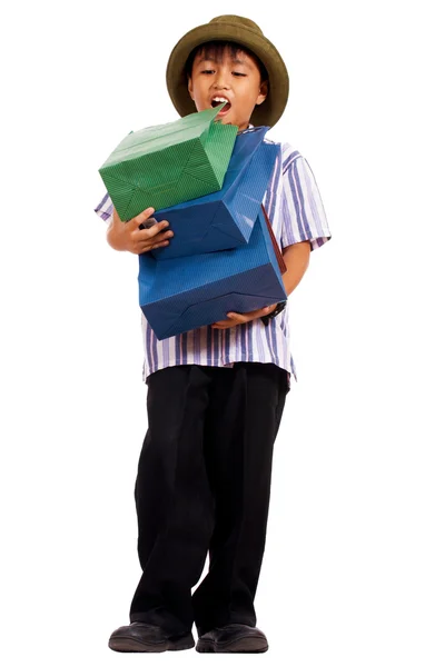 Boy After A Shopping Spree — Stock Photo, Image