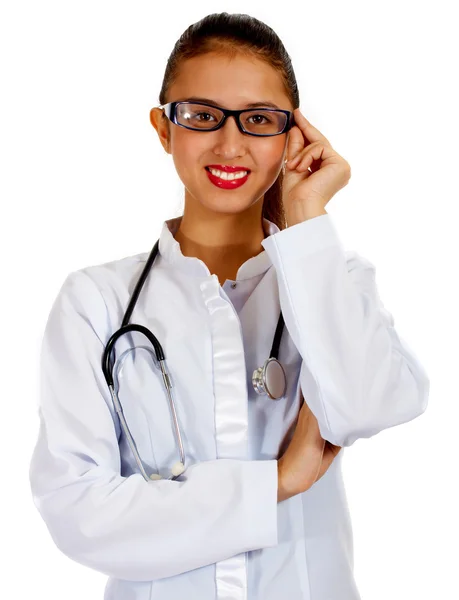Signora medico interno con uno stetoscopio — Foto Stock