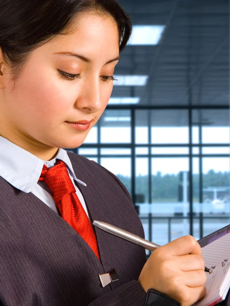 Airport Staff Making Notes — Stock Photo, Image