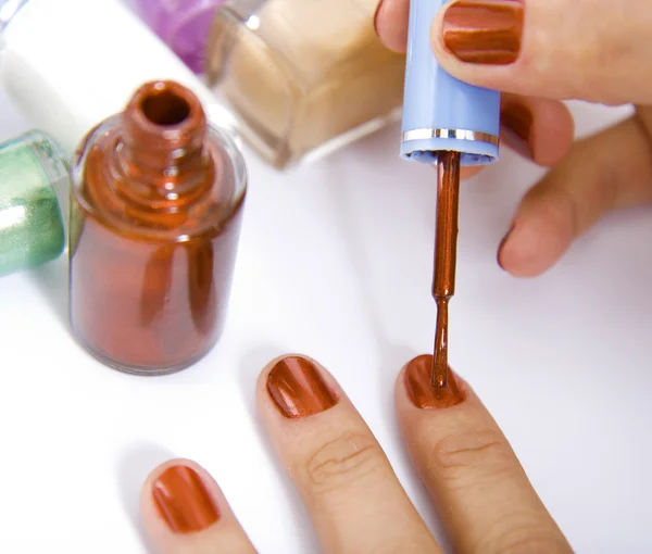 Brushing Nails With Nail Polish — Stock Photo, Image