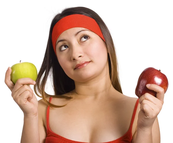Выбор и решение, какое яблоко — стоковое фото