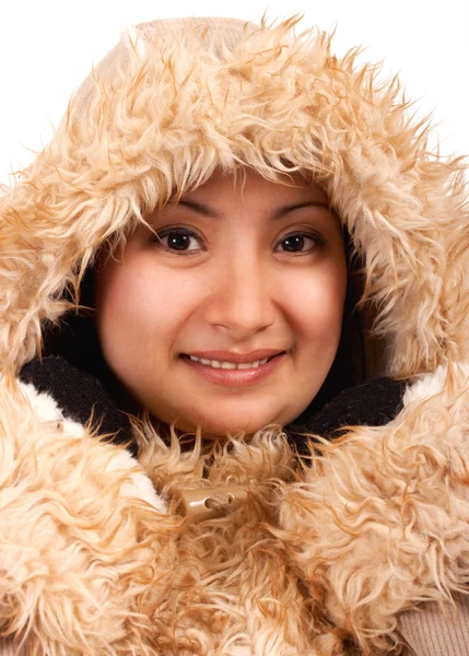 Ottenere caldo con una pelliccia — Foto Stock