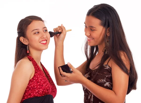 Niñas aplicando maquillaje —  Fotos de Stock