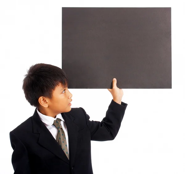 孩子举行一个空白板 — 图库照片