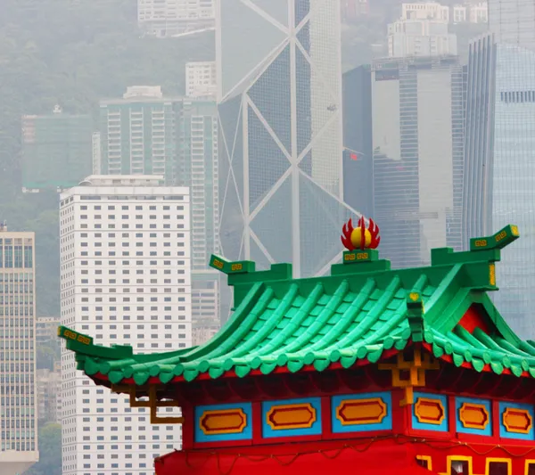 stock image Hong Kong Old Pagoda And Skyscrapers