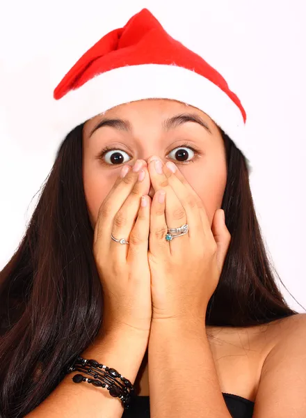 Lány meglepett és izgatott, karácsony — Stock Fotó