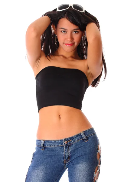 Slim Girl With Her Hands On Her Head — Stock Photo, Image