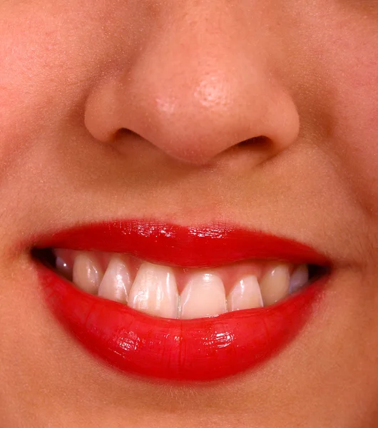 Close up van lippen mond en tanden — Stockfoto