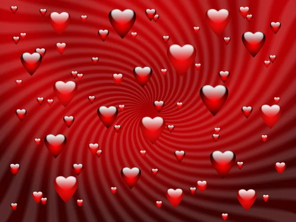 Červené romantické pozadí abstraktní s srdce — Stock fotografie