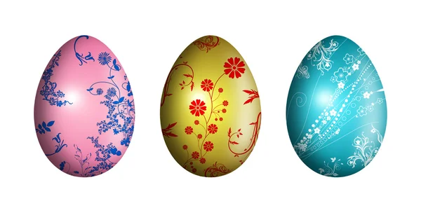 Huevos de Pascua con adorno - ilustración —  Fotos de Stock
