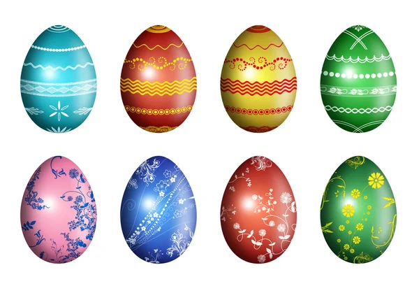 Huevos de Pascua con adorno floral y geométrico - ilustración —  Fotos de Stock