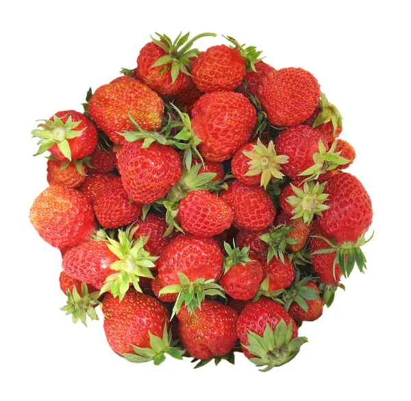 Circle-shaped strawberries isolated on white — 스톡 사진