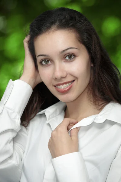 Girl with braces — Stock Photo, Image