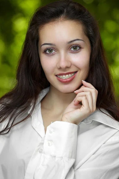 Model with braces — Stock Photo, Image