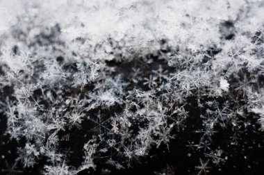 Ice cristals falling with black background macro shot clipart