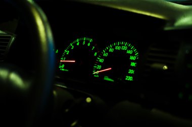 Closeup speedometer of the car clipart