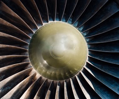 Closeup of a jet turbine engine clipart