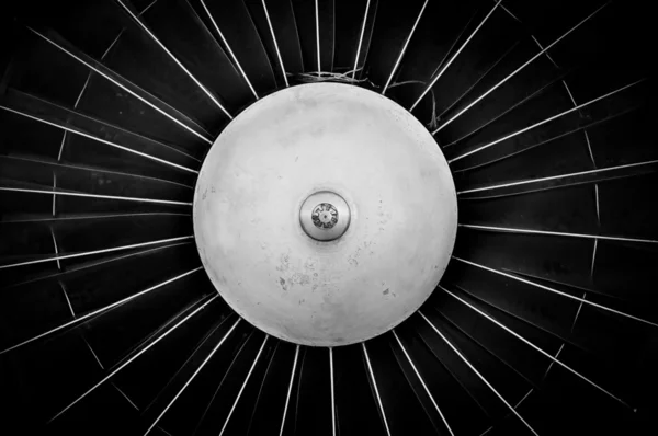 Jet engine closeup in black and white — Stock Photo, Image