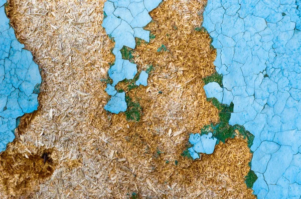 Un fondo de madera abandonado con pintura azul — Foto de Stock