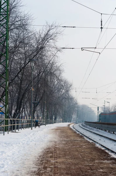 Estação de trem no inverno — Fotografia de Stock