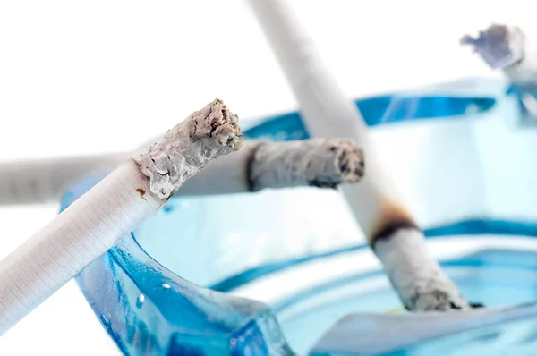 Closeup image of ashtray and cigarettes, isolated on white backg — Stock Photo, Image