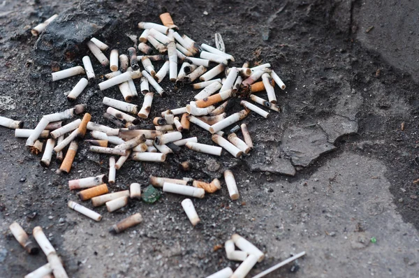 Pile of cigarettes on ground — Stock Photo, Image