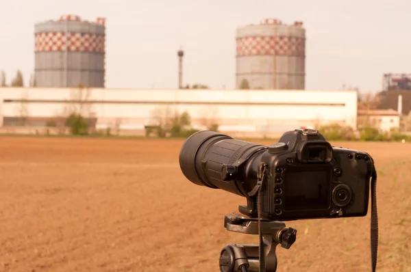Camera zooming on liquid cooling towers to inspect them — Stock Photo, Image
