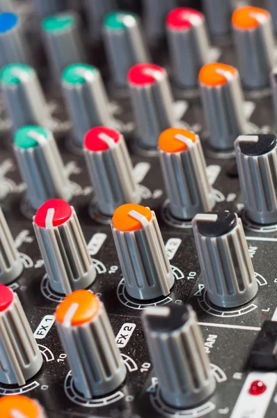 Texture of an audio mixer with buttons — Stock Photo, Image
