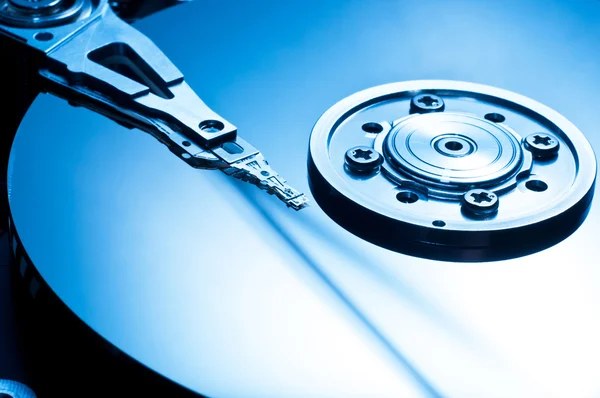HDD Background macro closeup in blue — Stock Photo, Image