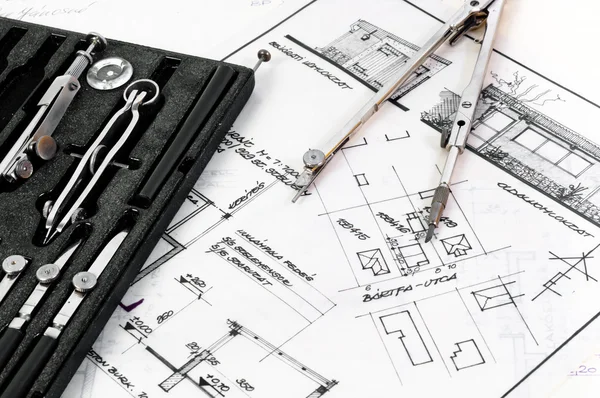 Tools of an architect ready to be used right away — Stock Photo, Image