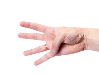 Beyaz arka plan üzerinde izole el sinyal