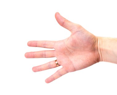 Beyaz arka plan üzerinde izole el sinyal