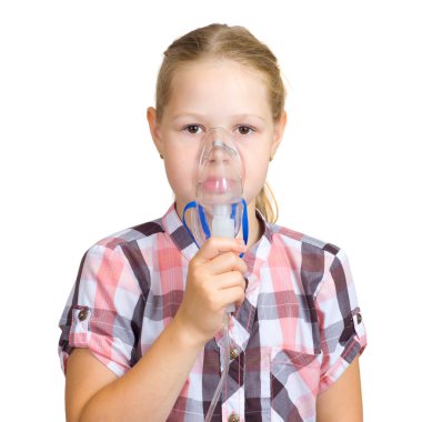 The girl with a mask for inhalations clipart